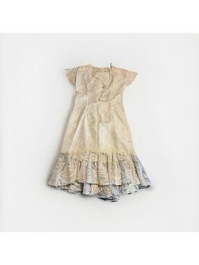 Seneca New York Vintage 80s Lace Drop Waist Tiered Dress W/ Necklace Sz 11-12